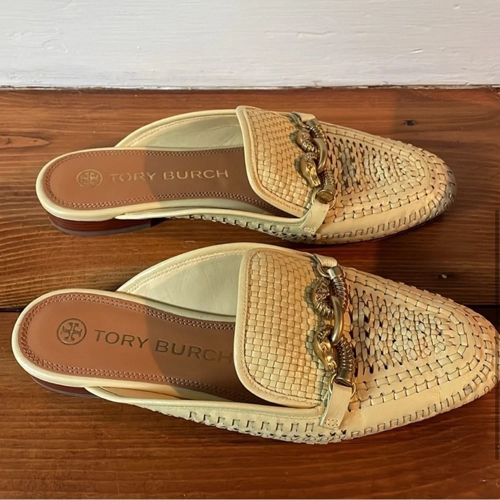 Tory Burch Jessa loafer backless loafer mules clogs woven leather miller flats